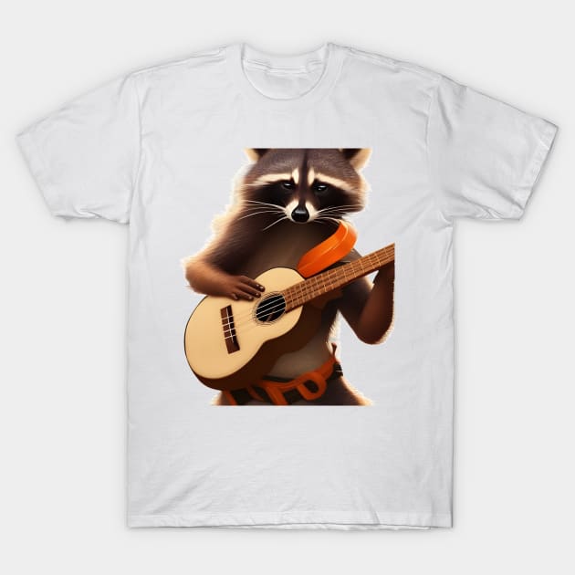 Raccoon wielding ukulele T-Shirt by mdr design